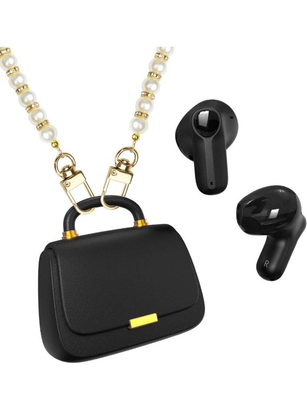 Wireless Earbuds with Mini Handbag Case, 22 Hours Playtime, Bluetooth, Black